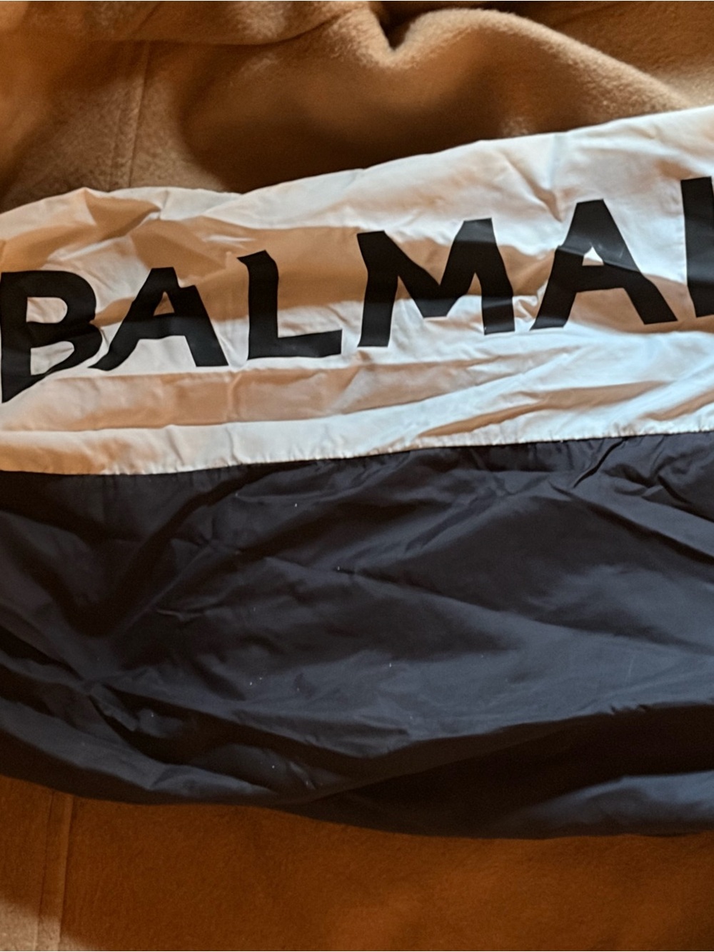 Balmain White and Black Panel Logo Windbreaker